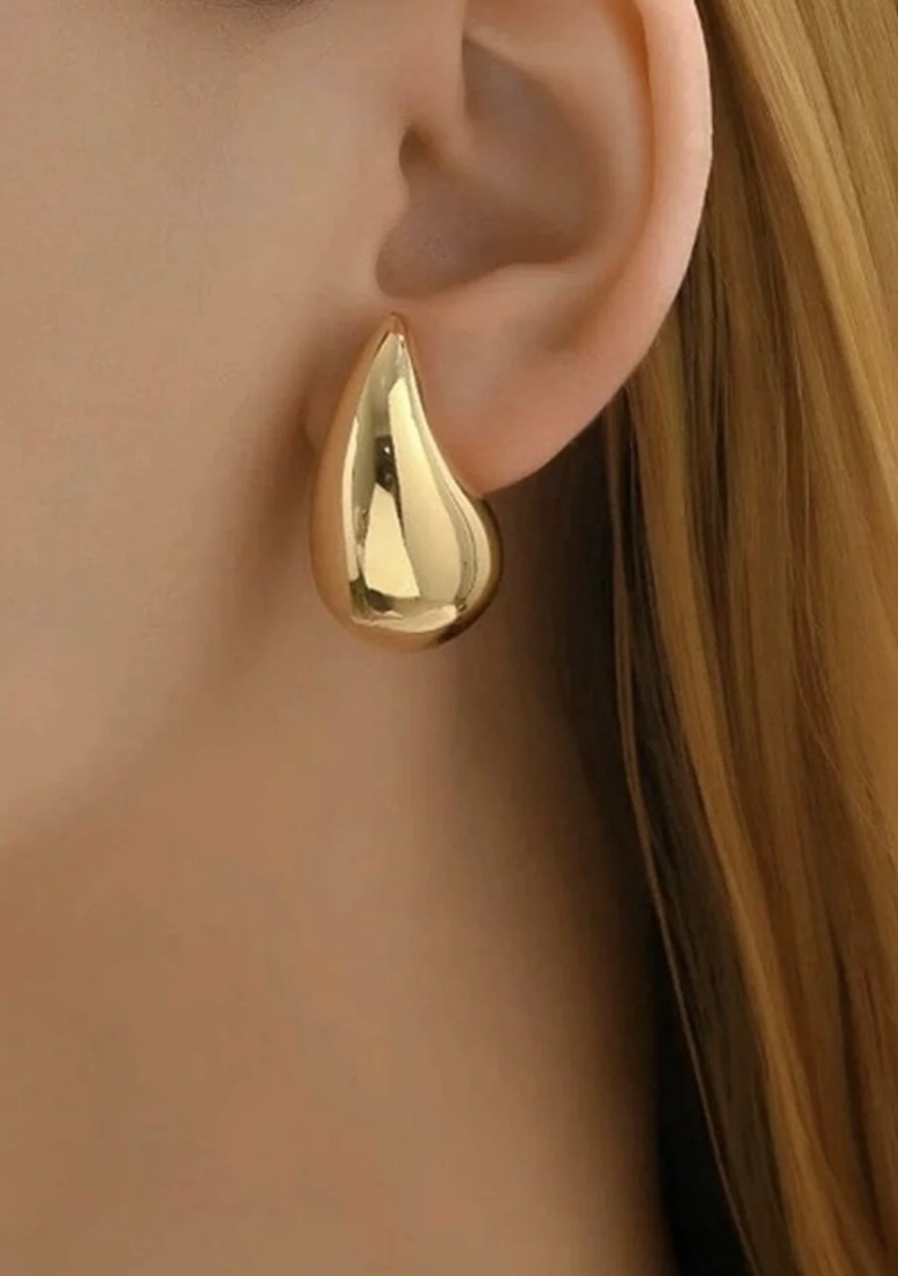 TearDrop Earrings Necklace Set Adjustable Stainless Steel 18K Gold Plated