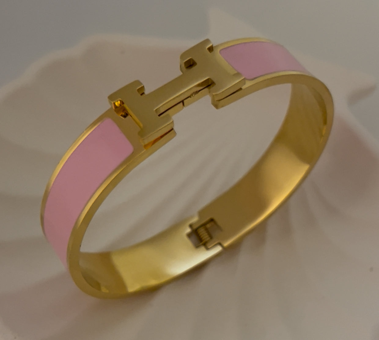 Classic Enamel Stainless Steel Gold Plated Bracelet – Fashion Bangle