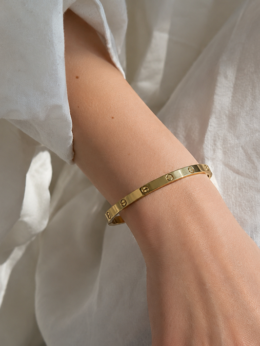 Love Bangle Bracelet 4mm – 18K Gold Plated Stainless Steel – Luxury Style Gift for Her