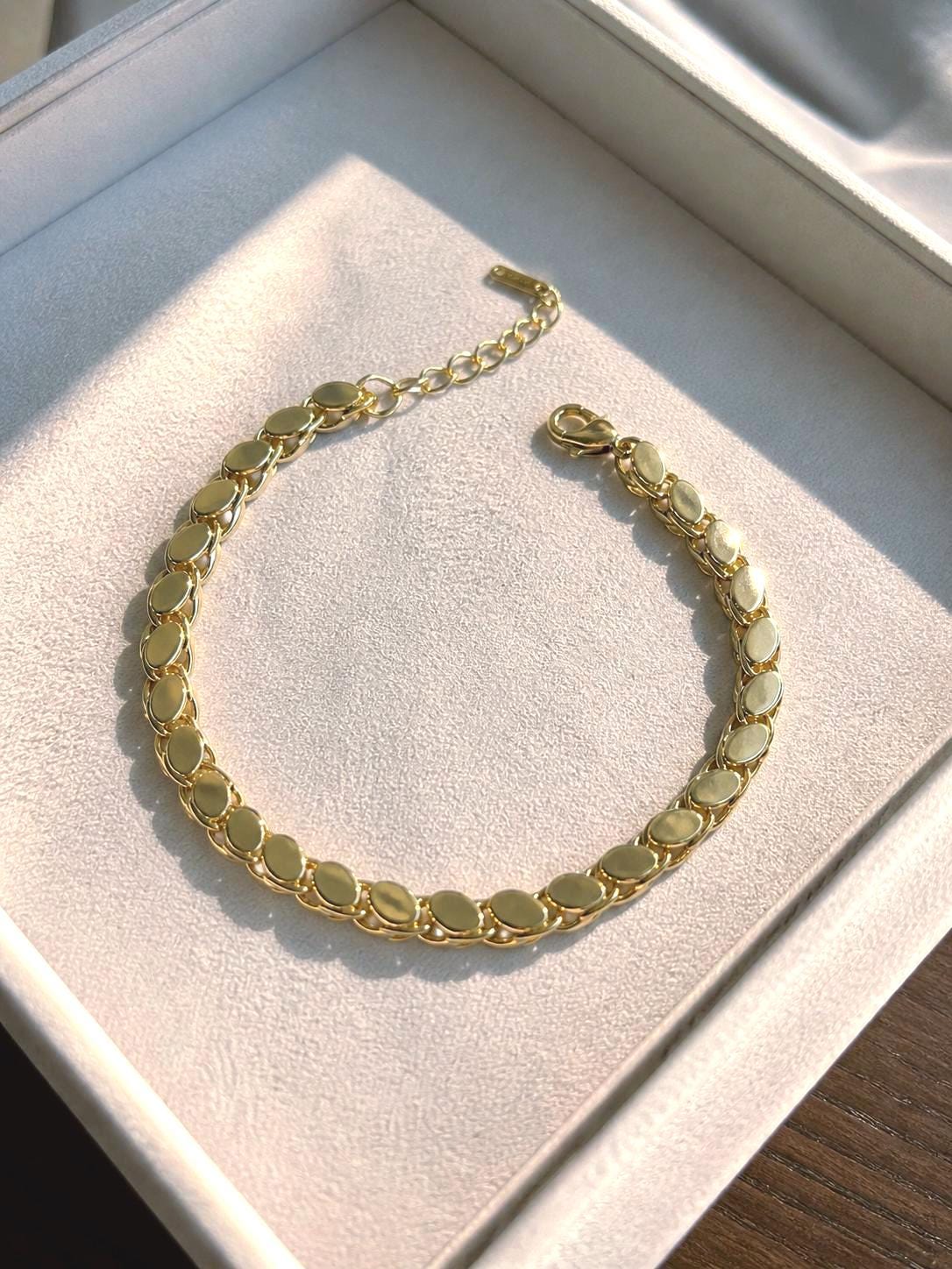 Gold Chain Bracelet, Gold Plated Stainless Steel Bracelet, Adjustable Chunky Link Bracelet, Minimal Jewelry, Gift for Her