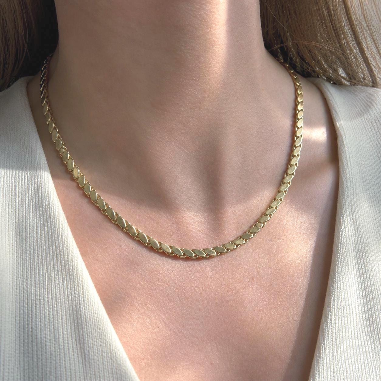Gold Chain Necklace, Gold Plated Stainless Steel Necklace, Chunky Link Necklace, Adjustable Layering Necklace, Minimal Jewelry Gift