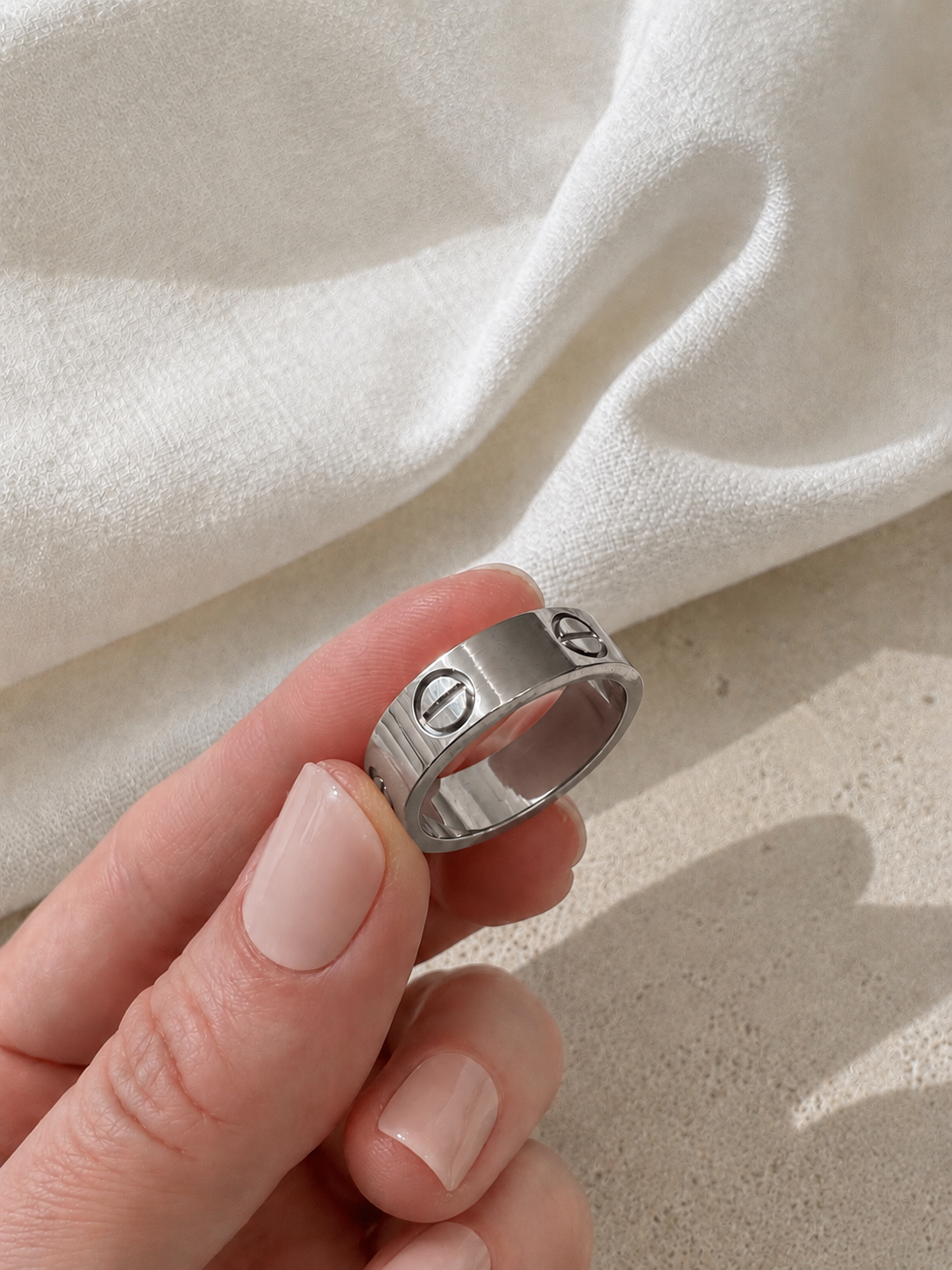 Love Band Ring 6mm – 18K White Gold Plated Stainless Steel, Minimal Ring