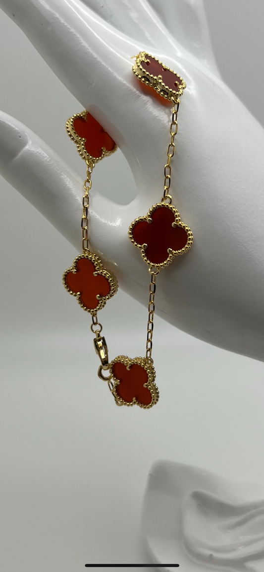 Clover Bracelet 925 silver 18k Gold plated 15 mm clover size 5 motif bracelet