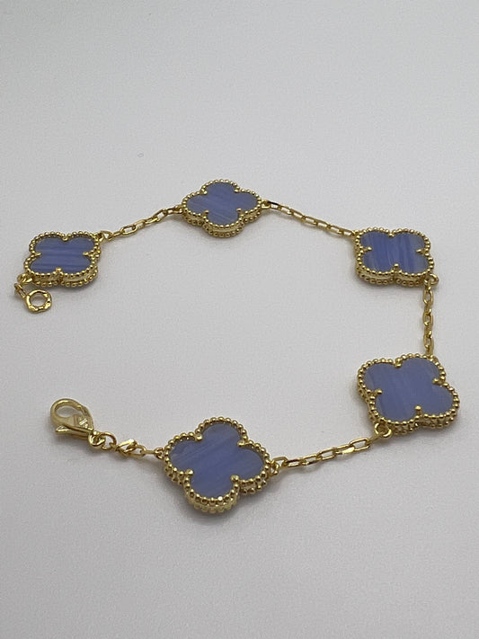 Clover Bracelet Lavender 925 silver 18k Gold plated 15 mm clover size 5 motif bracelet