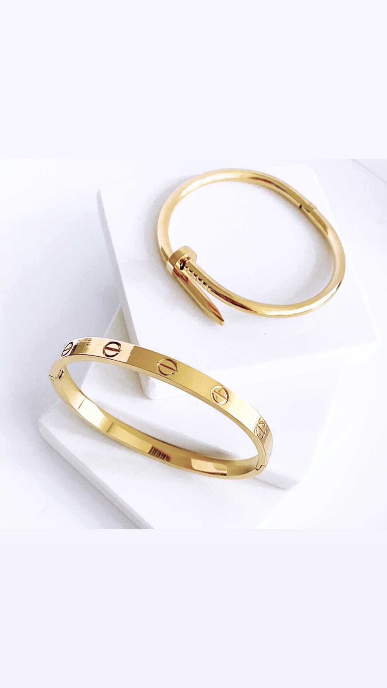 Gold Nail Bracelet 18K Plated – Stainless Steel Bangle for Women