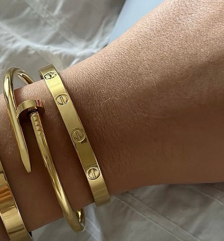 Gold Nail Bracelet 18K Plated – Stainless Steel Bangle for Women