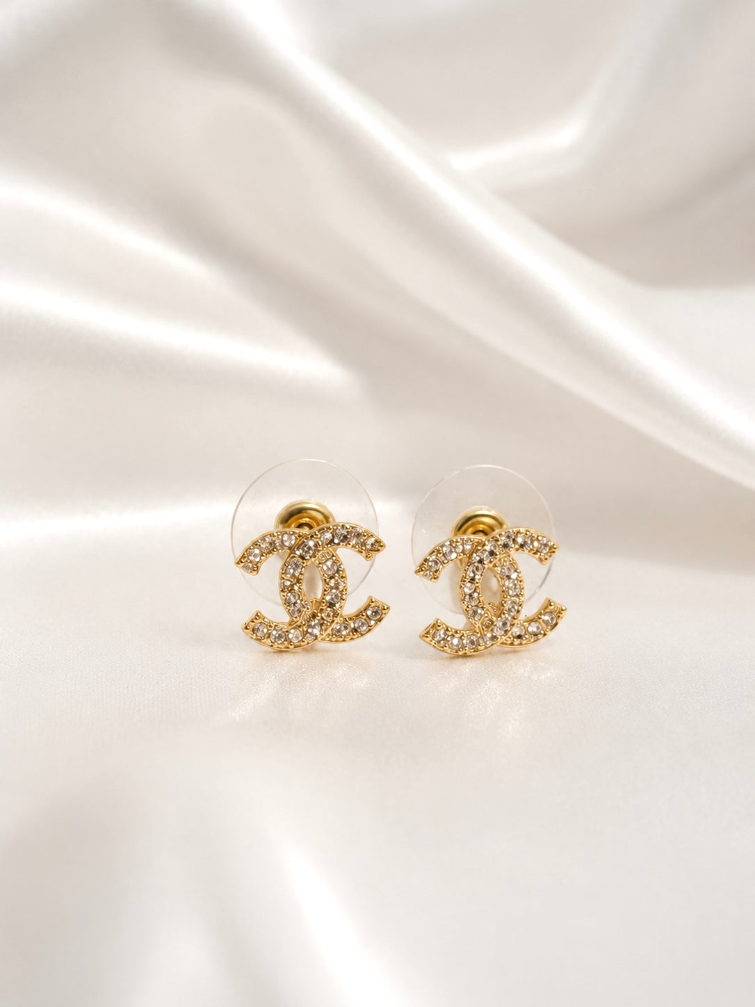 CC Earrings Cubic Zirconia Stud Earrings – 18K Gold Plated Stainless Steel, Nickel-Free