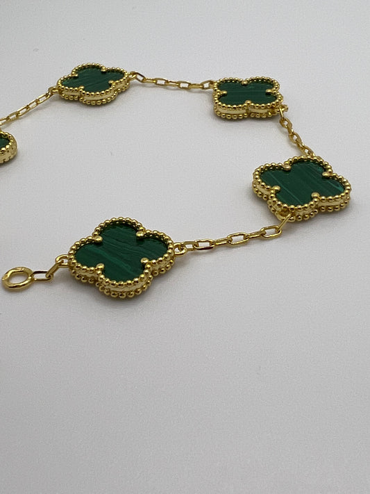 Clover Bracelet 925 silver 18k Gold plated 15 mm clover size 5 motif bracelet