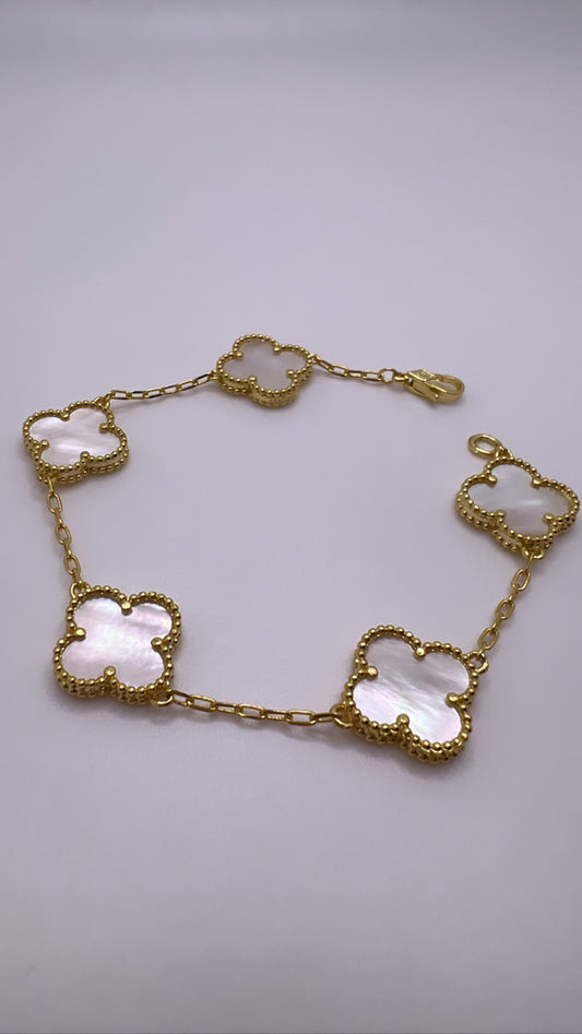 Clover Bracelet MOP 925 silver 18k Gold plated 15 mm clover size 5 motif bracelet
