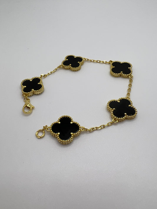 Clover Bracelet 925 silver 18k Gold plated 15 mm clover size 5 motif bracelet