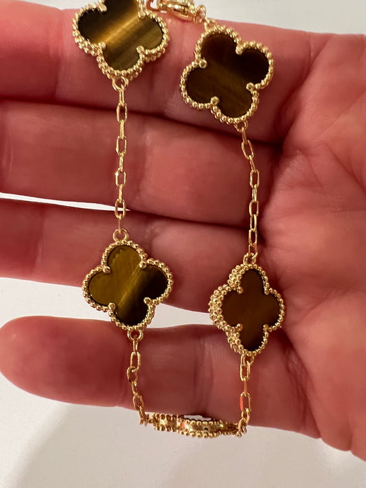 Clover Bracelet 925 silver 18k Gold plated 15 mm clover size 5 motif bracelet