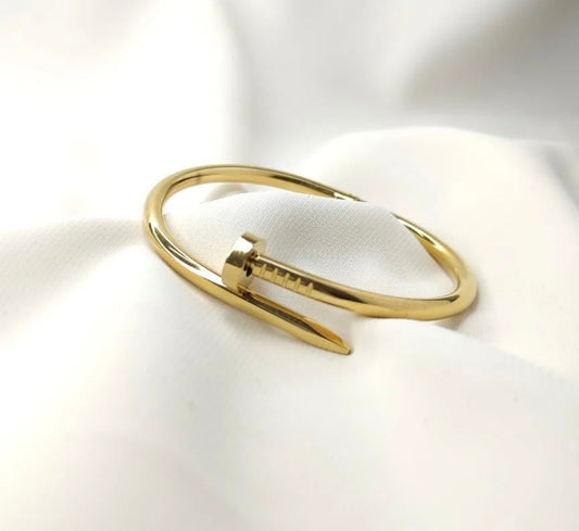 Gold Nail Bracelet 18K Plated – Stainless Steel Bangle for Women