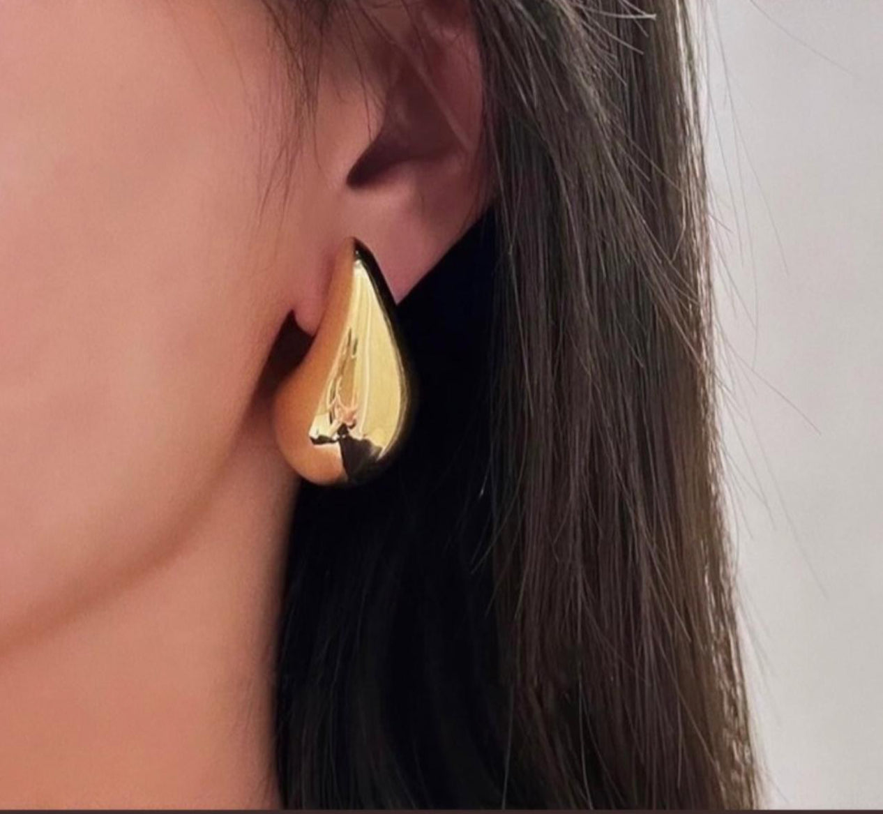 TearDrop  Earrings Necklace Set Adjustable Stainless Steel 18K Gold Plated