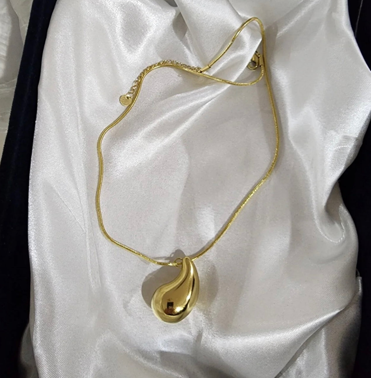 TearDrop  Earrings Necklace Set Adjustable Stainless Steel 18K Gold Plated