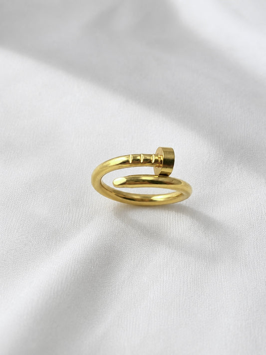 18K Gold Plated Nail Ring, Stainless Steel Ring, Non Tarnish Ring, Minimalist Gold Ring, Waterproof Jewelry, Gift for Her