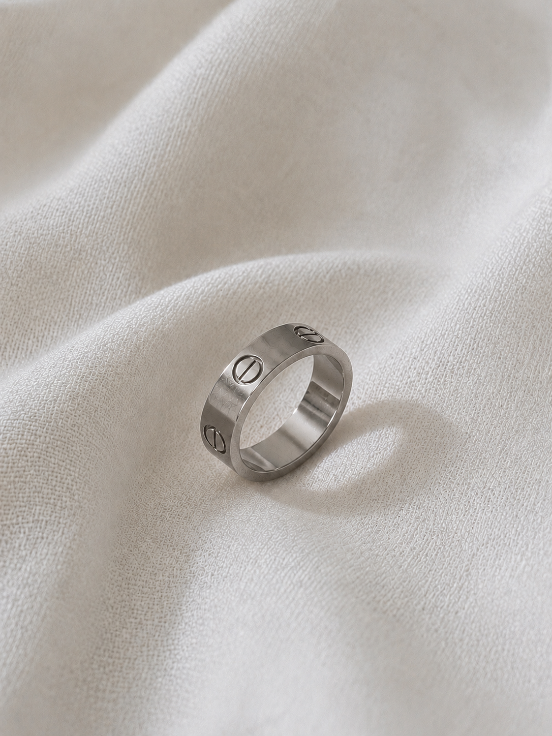 Love Band Ring 6mm – 18K White Gold Plated Stainless Steel, Minimal Ring