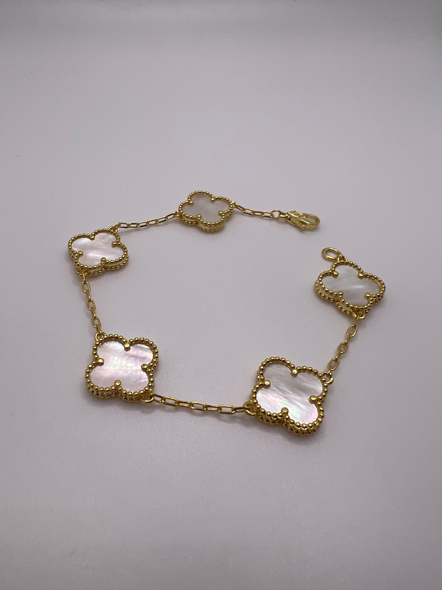 Clover Bracelet MOP 925 silver 18k Gold plated 15 mm clover size 5 motif bracelet