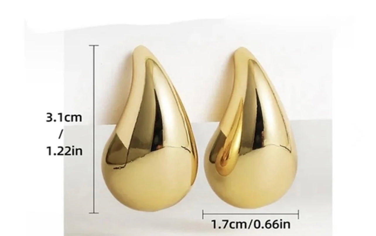 TearDrop  Earrings Necklace Set Adjustable Stainless Steel 18K Gold Plated