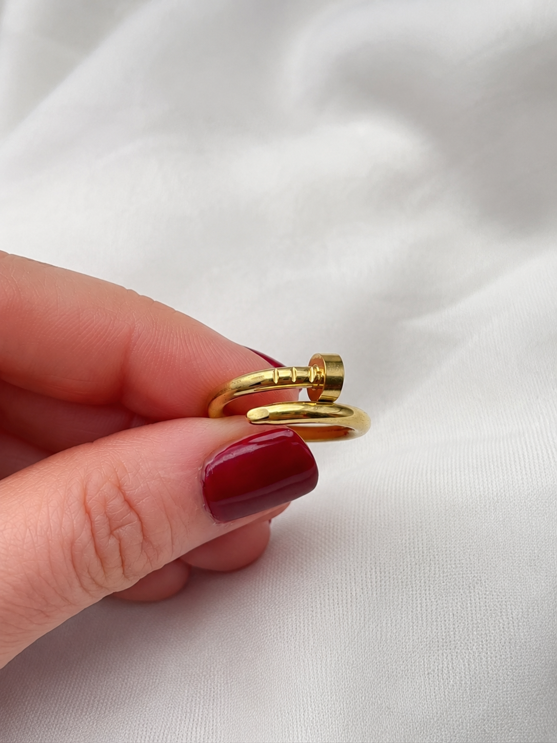 18K Gold Plated Nail Ring, Stainless Steel Ring, Non Tarnish Ring, Minimalist Gold Ring, Waterproof Jewelry, Gift for Her