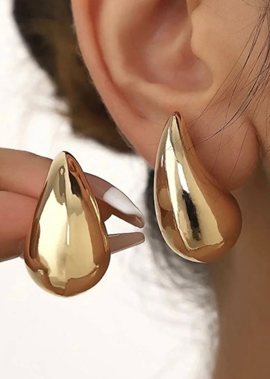 Gold Teardrop Drop Earrings – 18K Gold Plated Stainless Steel, Lightweight