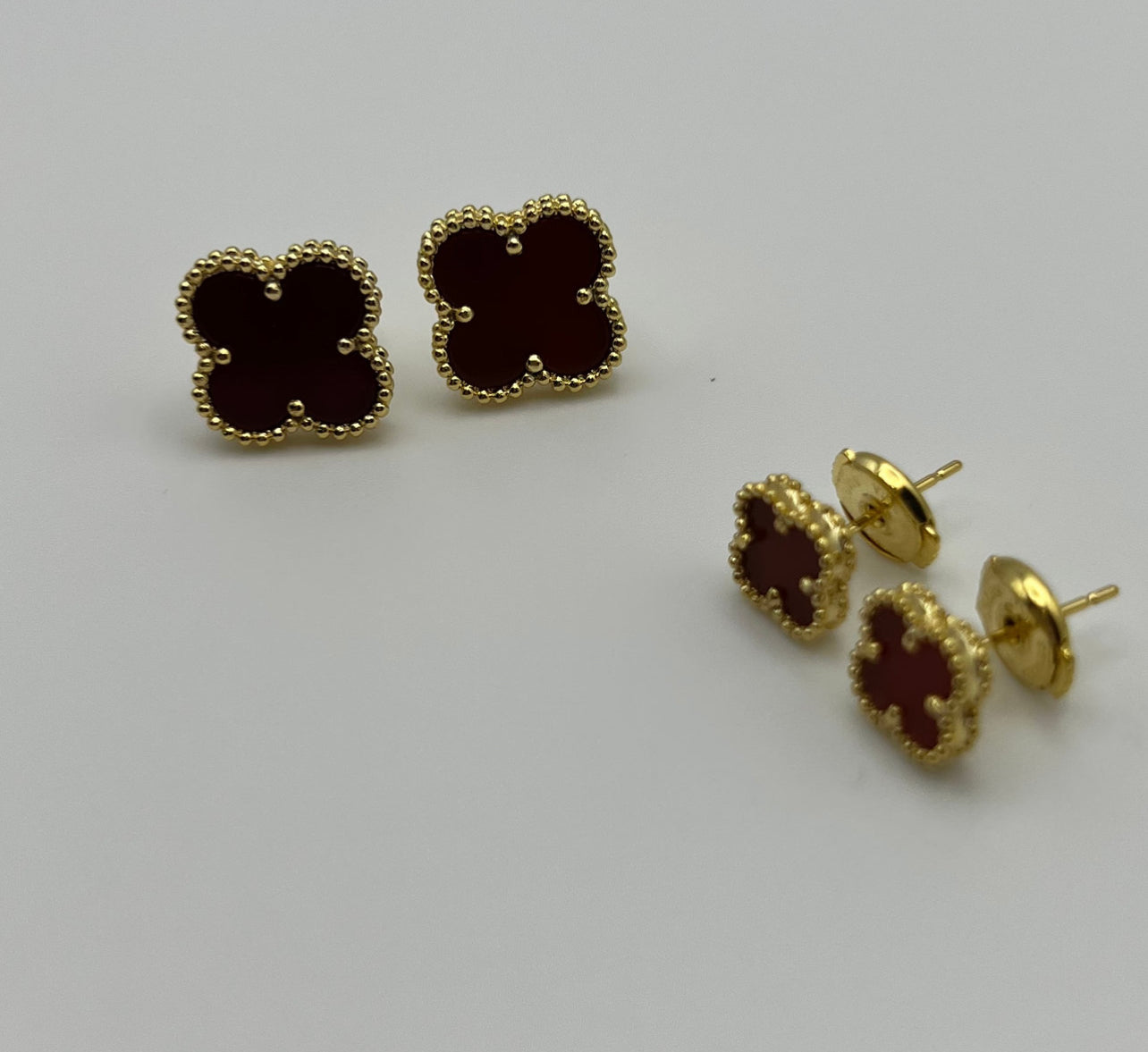 Clover Earrings 18K  Gold Plated 925 Sterling Silver 1 motif Clover Earrings