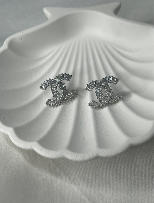 CZ Earrings Stainless Steel 18K White Gold Plated Cubic Zircon Earrings