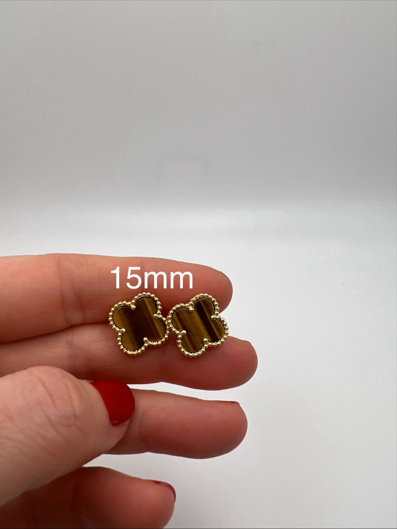 Clover Earrings 18K  Gold Plated 925 Sterling Silver 1 motif Clover Earrings