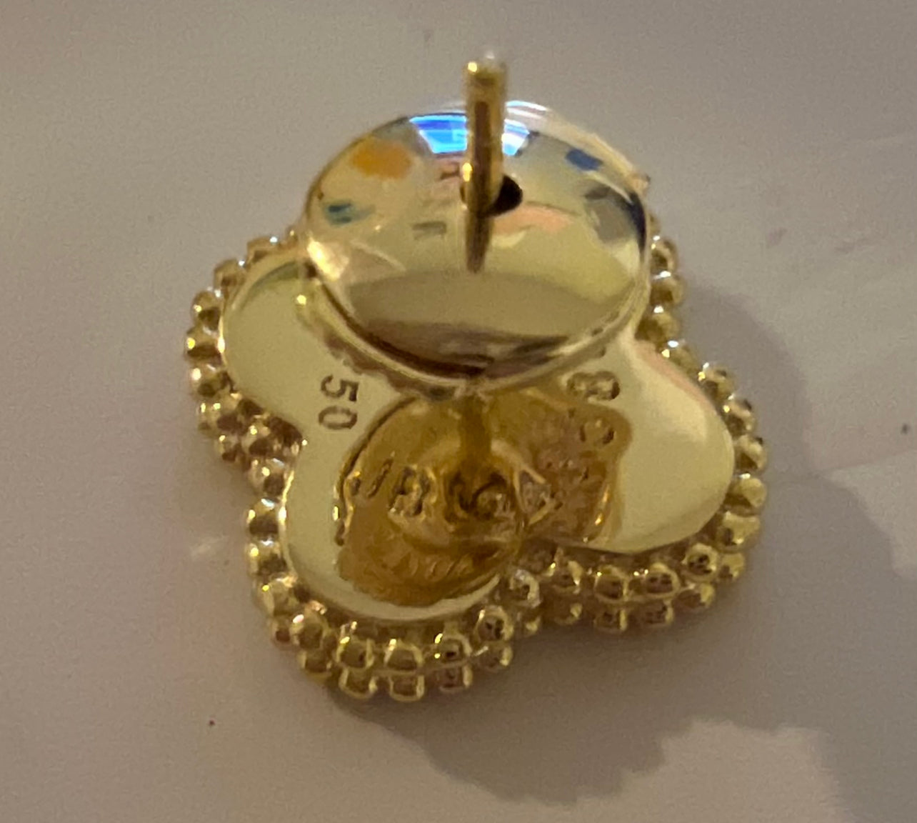 Clover Earrings 18K  Gold Plated 925 Sterling Silver 1 motif Clover Earrings