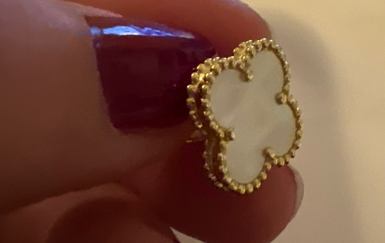 Clover Earrings 18K  Gold Plated 925 Sterling Silver 1 motif Clover Earrings