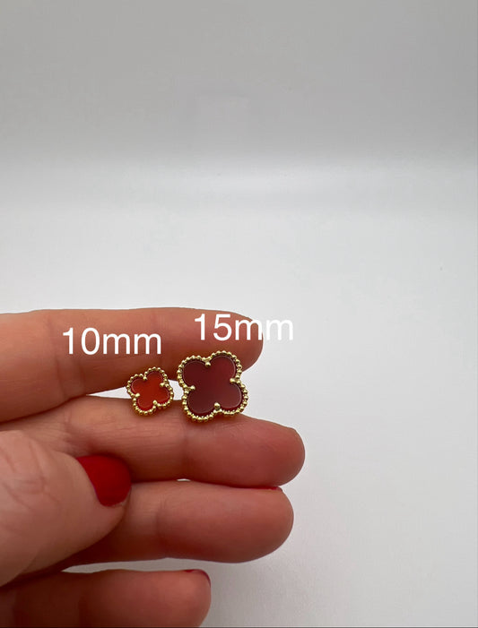 Clover Earrings 18K  Gold Plated 925 Sterling Silver 1 motif Clover Earrings
