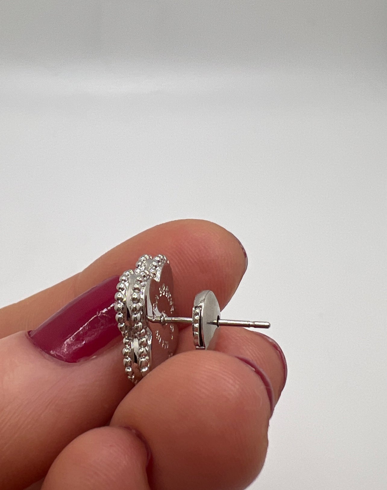 Clover Earrings 18K  White Gold Plated 925 Sterling Silver 1 motif Clover