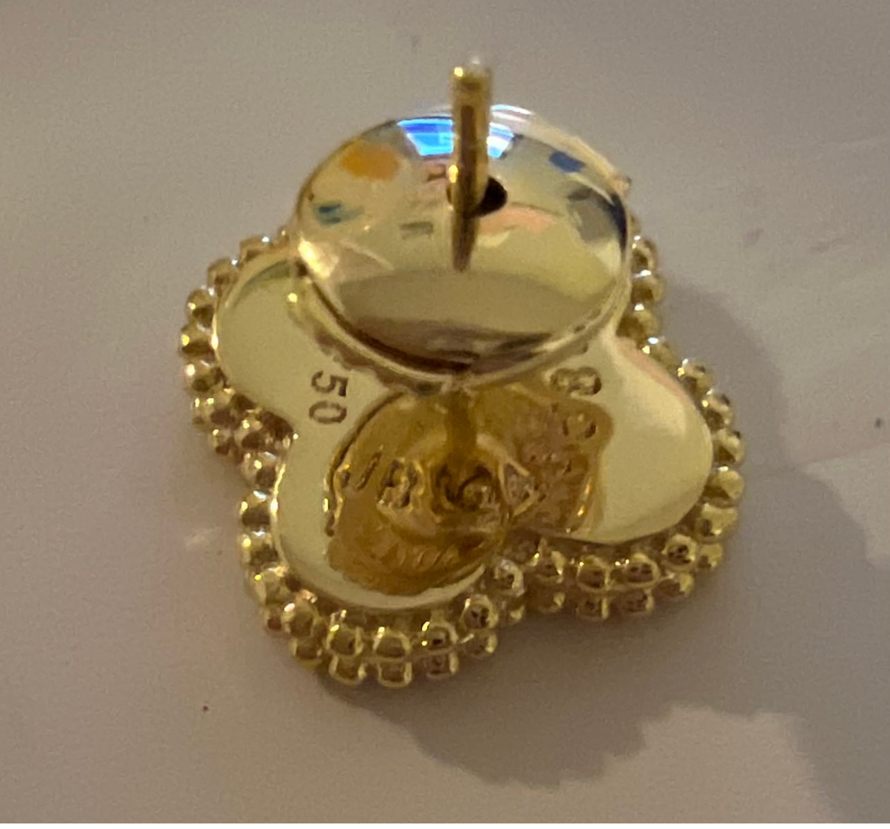 Clover Earrings 18K  Gold Plated 925 Sterling Silver 1 motif Clover Earrings