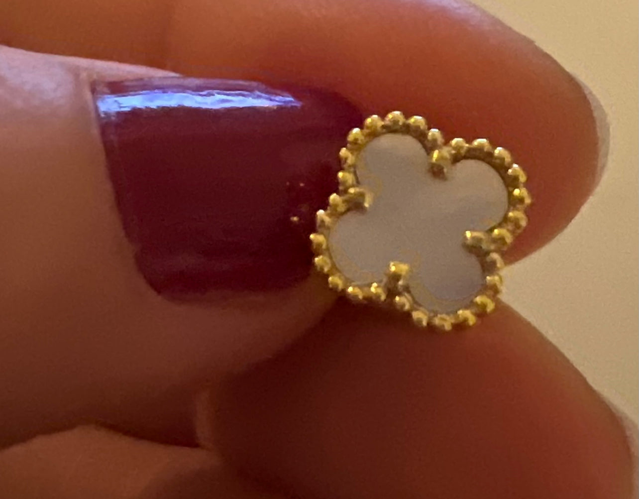 Clover Earrings 18K  Gold Plated 925 Sterling Silver 1 motif Clover Earrings