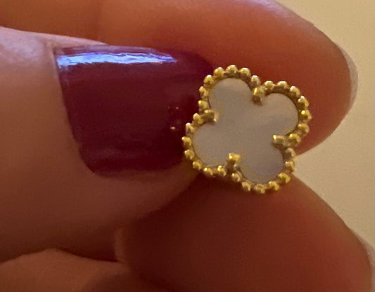 Clover Earrings 18K  Gold Plated 925 Sterling Silver 1 motif Clover Earrings