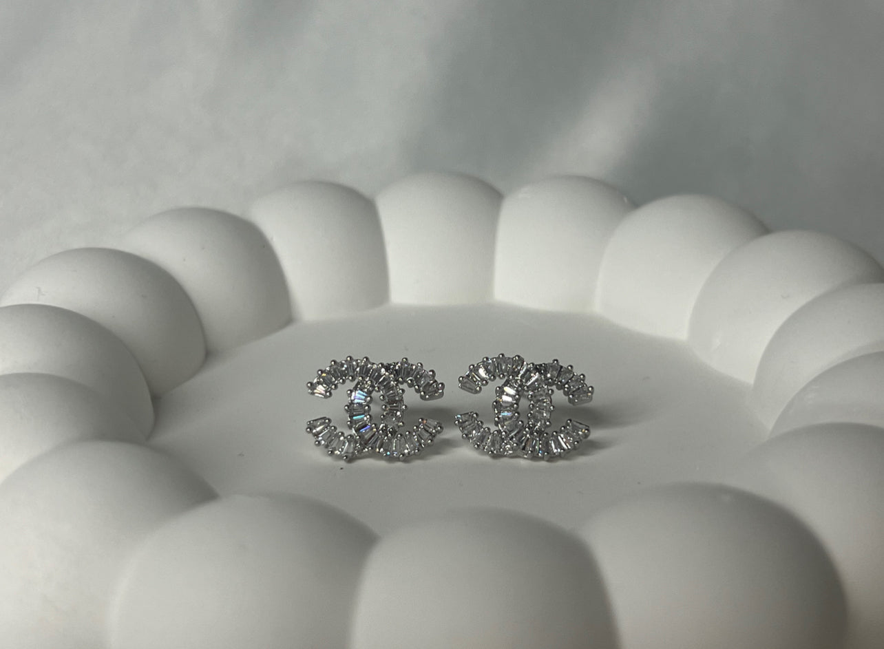 CZ Earrings Stainless Steel 18K White Gold Plated Cubic Zircon Earrings