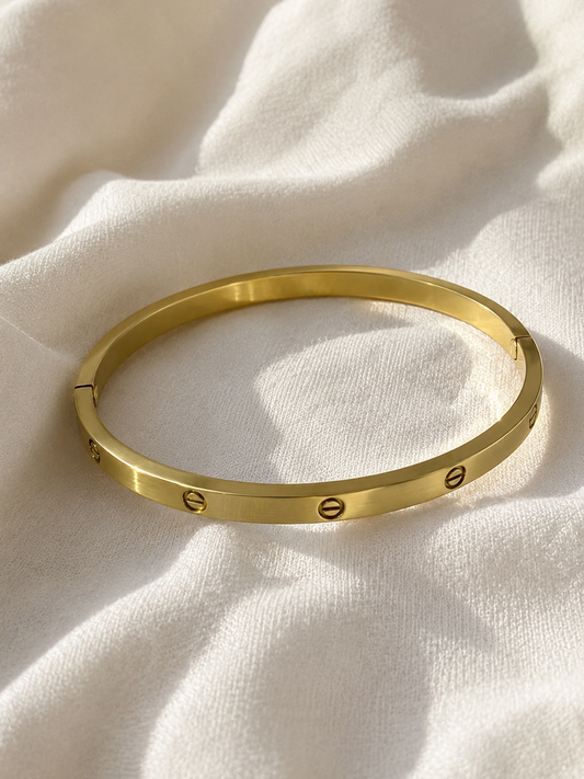 Love Bangle Bracelet 4mm – 18K Gold Plated Stainless Steel – Luxury Style Gift for Her