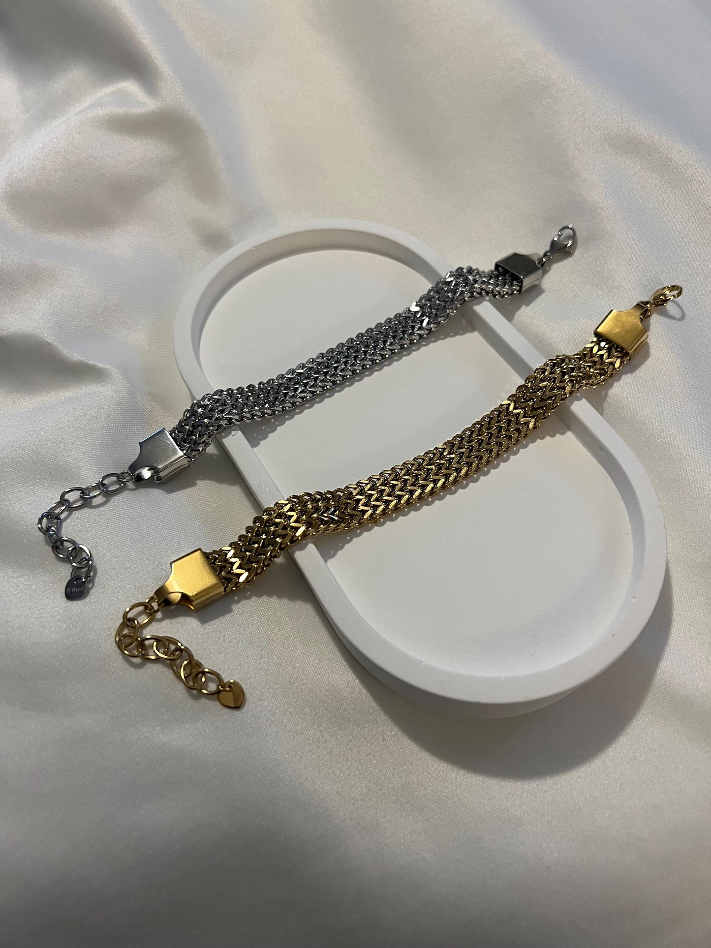 Men’s Stainless Steel Chain Bracelet – Gold or Silver Chunky Waterproof Non-Tarnish Jewelry