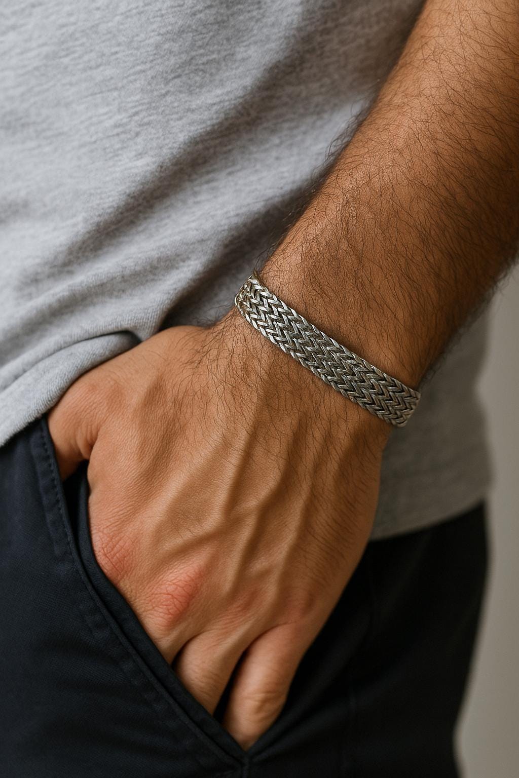 Men’s Stainless Steel Chain Bracelet – Gold or Silver Chunky Waterproof Non-Tarnish Jewelry