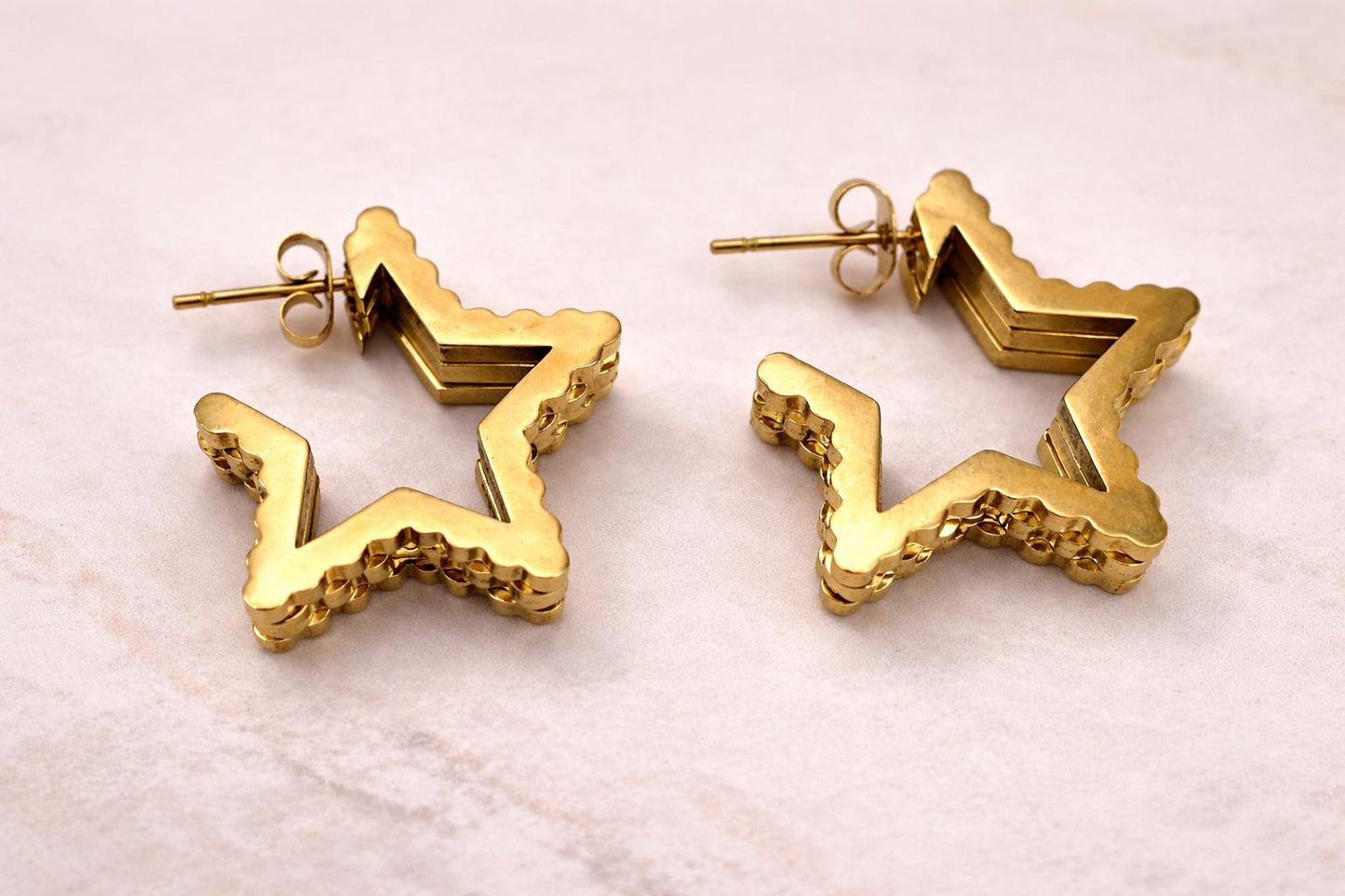 Gold Star Earrings, 18K Gold Plated Stainless Steel Stud Earrings, Chunky Statement Star Earrings, Bold Geometric Jewelry, Gift for Her