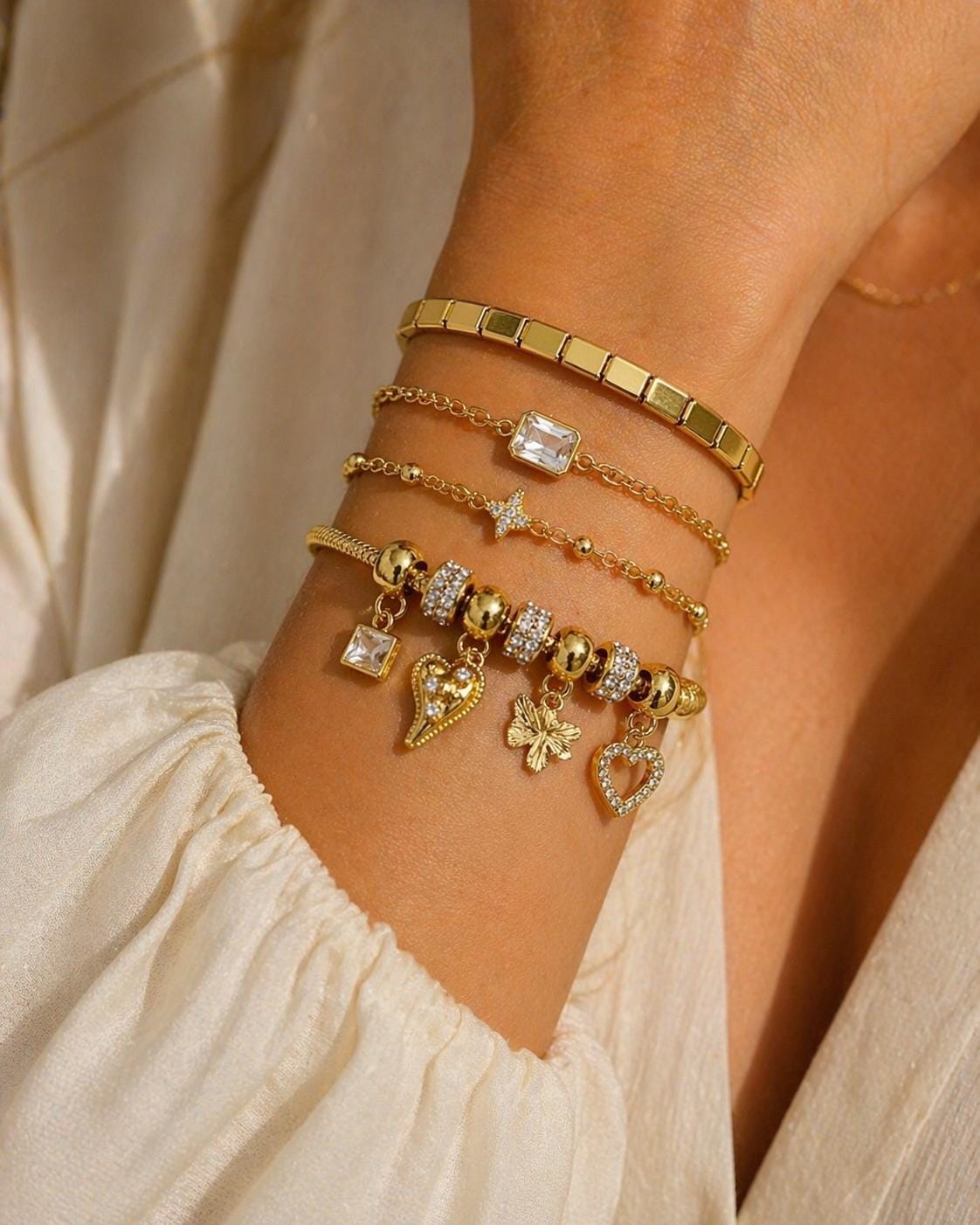 Personalized Bracelet, Initial & Birthstone Bracelet, Custom Gold Bracelet, Name Bracelet, Gift for Her, Adjustable Jewelry