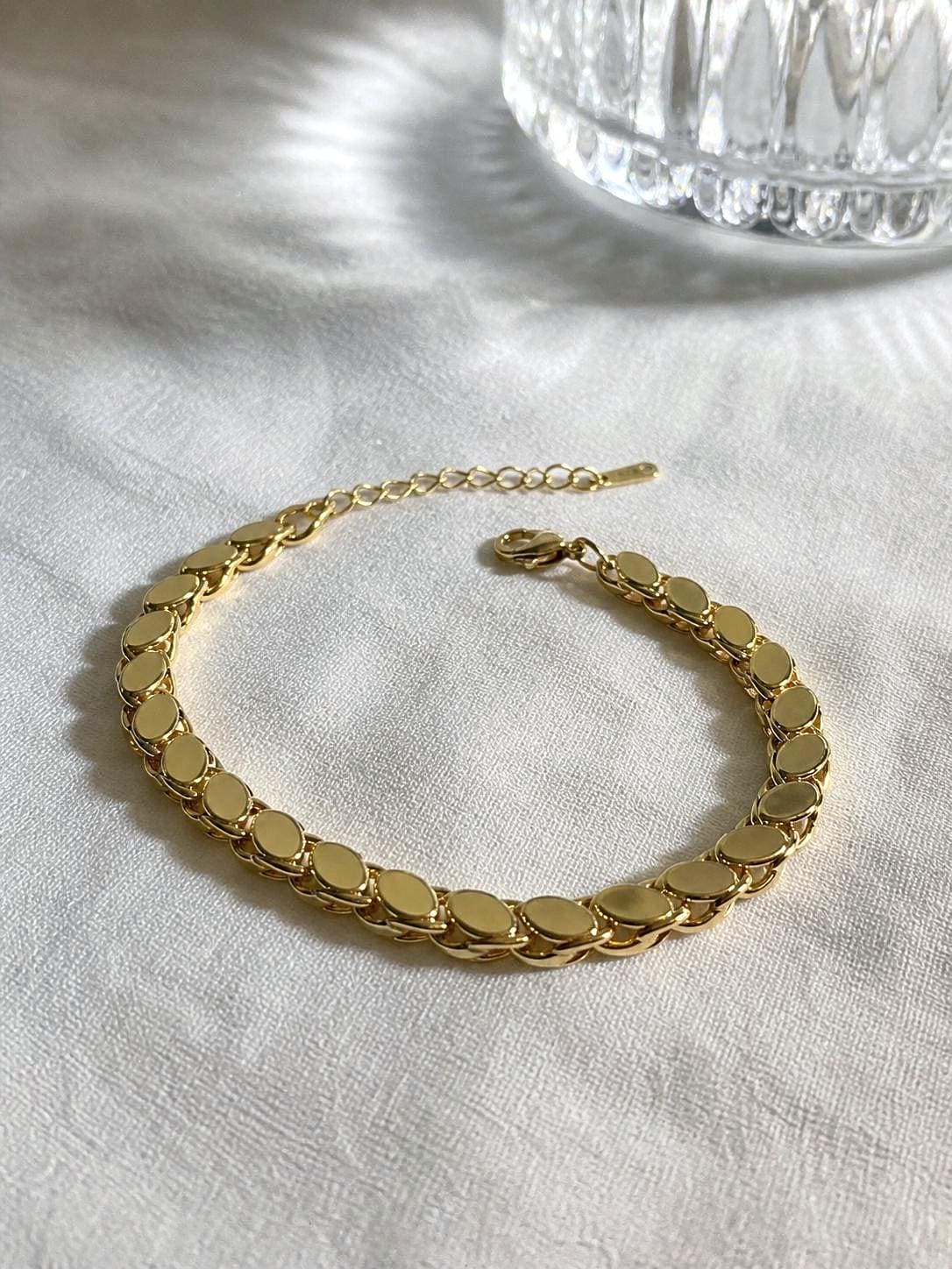 Gold Chain Bracelet, Gold Plated Stainless Steel Bracelet, Adjustable Chunky Link Bracelet, Minimal Jewelry, Gift for Her