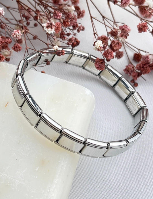9mm Stainless Steel Italian Style Charm Starter Bracelet with 19 Modular Links