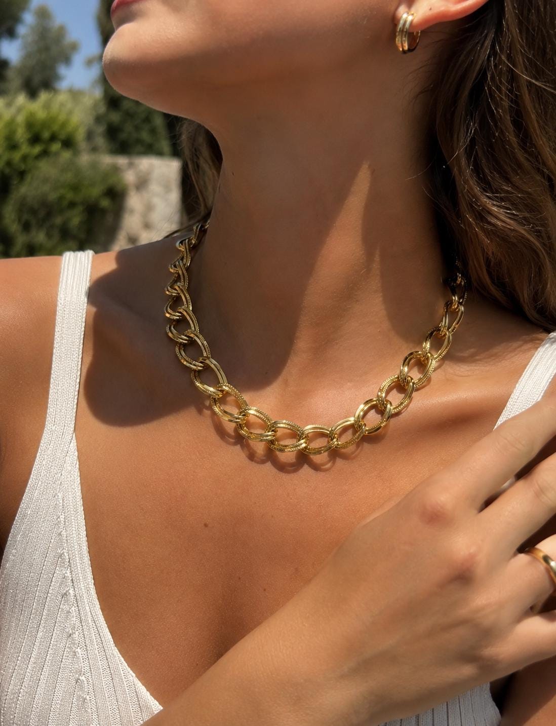 Chunky Paperclip Necklace, 316L Stainless Steel Jewelry, Statement Gold Chain Necklace,Waterproof Non Tarnish Adjustable Necklace for Women