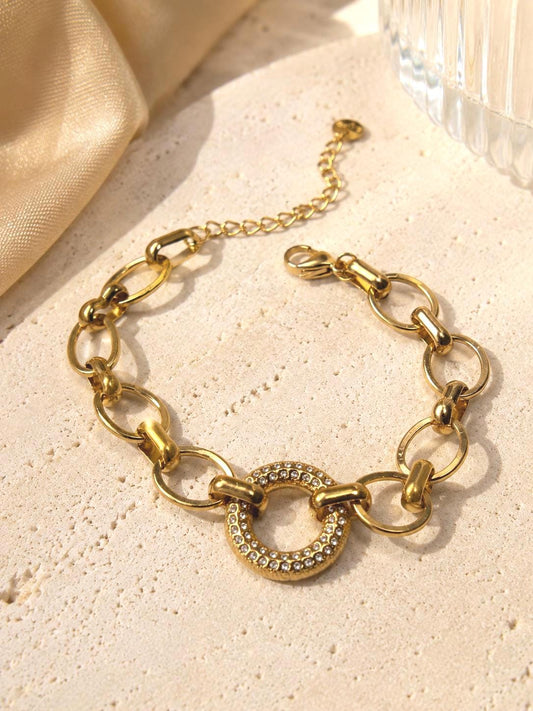 Chunky Gold Chain Bracelet, Gold Plated 316L Stainless Steel, Adjustable Statement Link Bracelet for Women, Minimal Luxe Jewelry