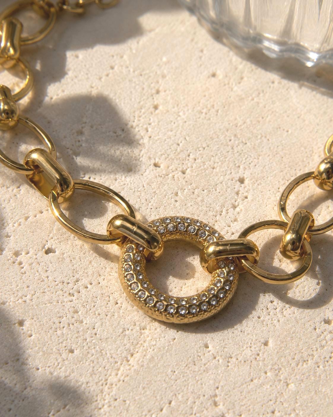 Chunky Gold Chain Bracelet, Gold Plated 316L Stainless Steel, Adjustable Statement Link Bracelet for Women, Minimal Luxe Jewelry