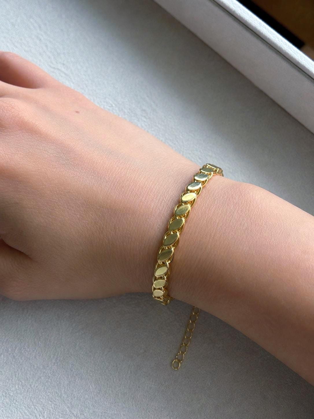 Gold Chain Bracelet, Gold Plated Stainless Steel Bracelet, Adjustable Chunky Link Bracelet, Minimal Jewelry, Gift for Her