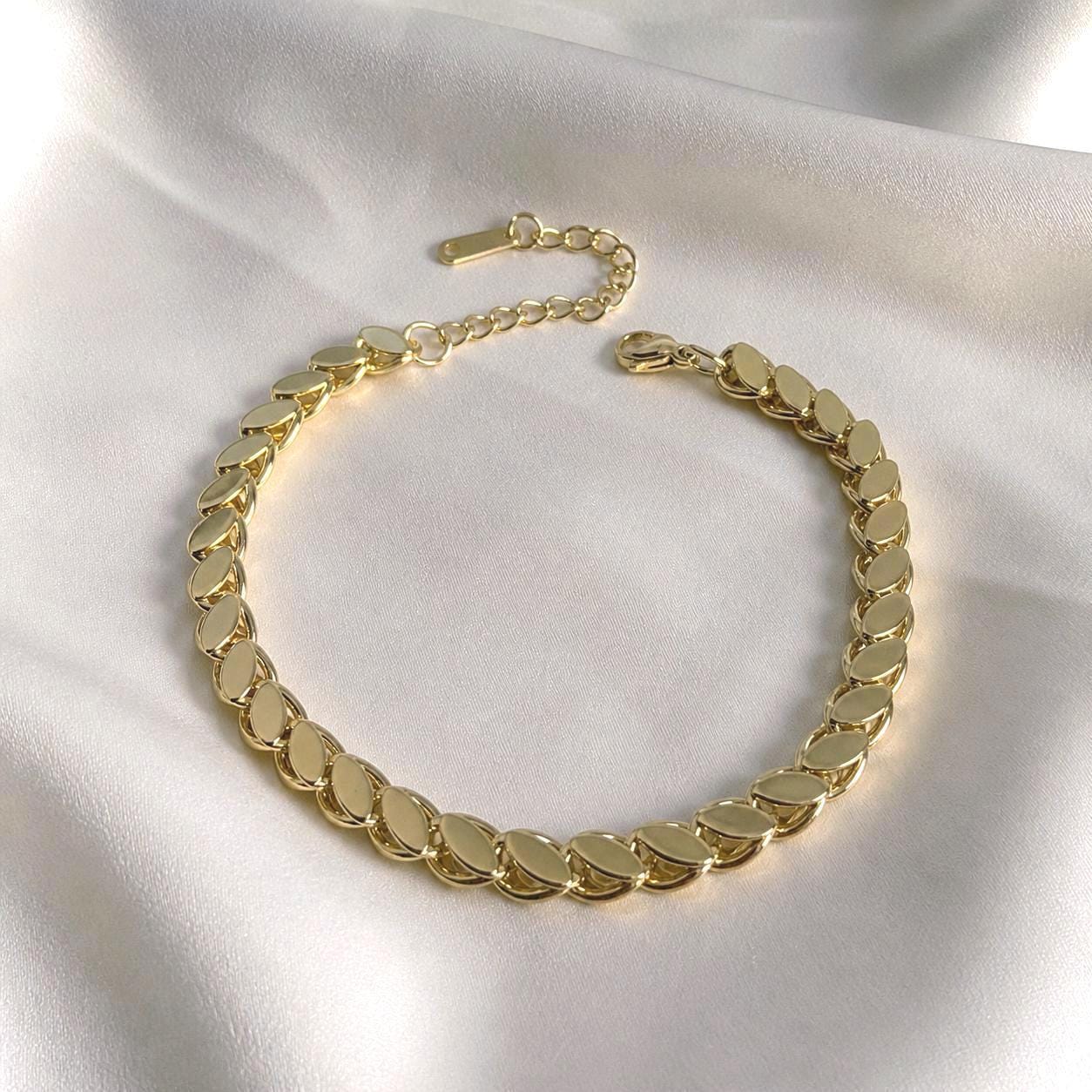 Gold Chain Bracelet, Gold Plated Stainless Steel Bracelet, Adjustable Chunky Link Bracelet, Minimal Jewelry, Gift for Her
