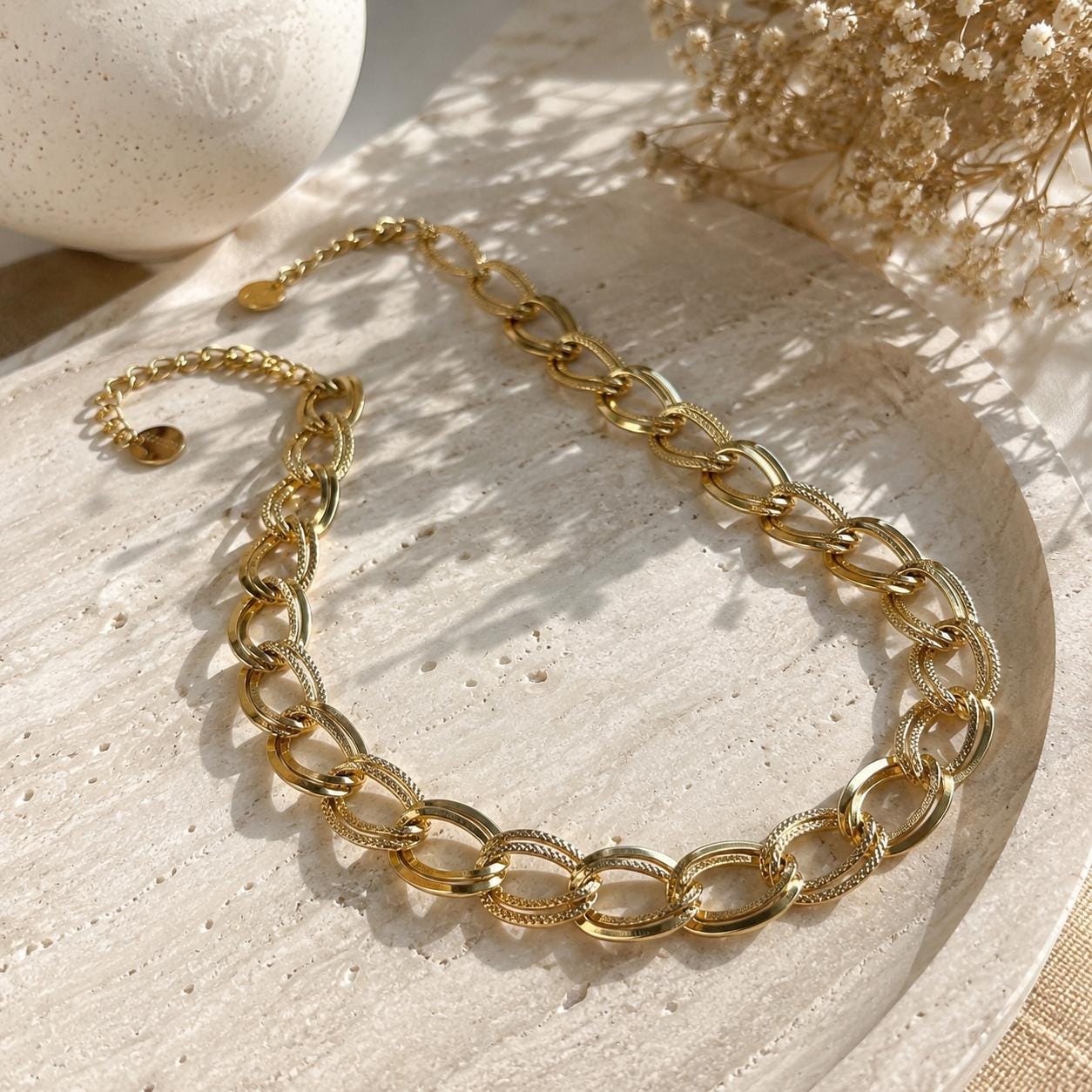 Chunky Paperclip Necklace, 316L Stainless Steel Jewelry, Statement Gold Chain Necklace,Waterproof Non Tarnish Adjustable Necklace for Women
