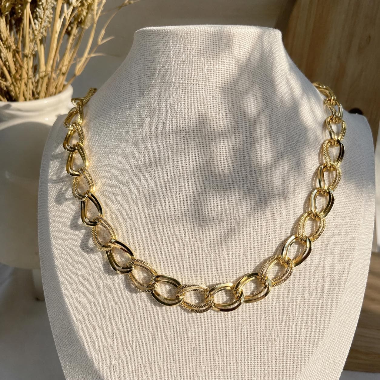 Chunky Paperclip Necklace, 316L Stainless Steel Jewelry, Statement Gold Chain Necklace,Waterproof Non Tarnish Adjustable Necklace for Women