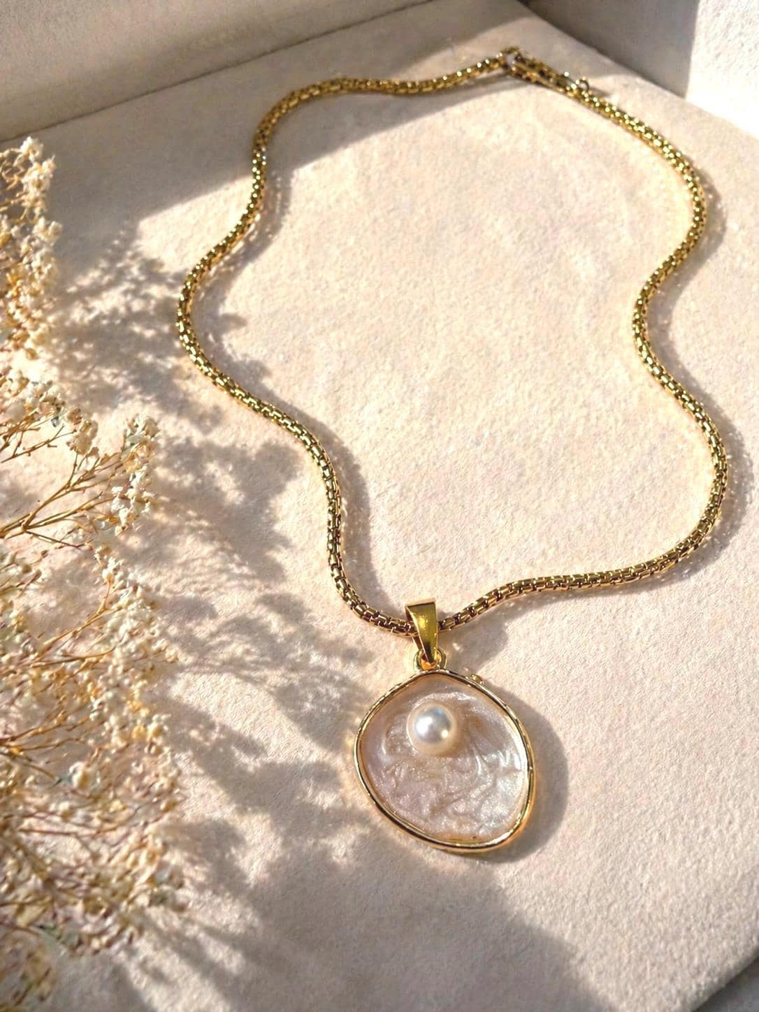 Personalized Pearl Necklace Gold, Initial & Birthstone Charm Necklace, Custom Pendant Jewelry, Gift for Her, Dainty Gold Necklace